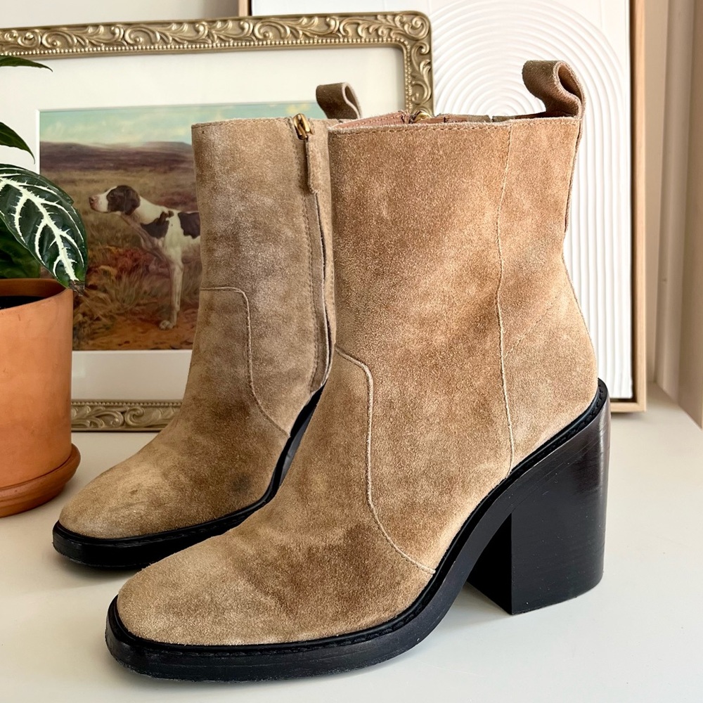 Tory Burch Tan Suede Ankle Boots